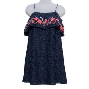 Blu Pepper mini dress size S blue lace with embroidery collar
